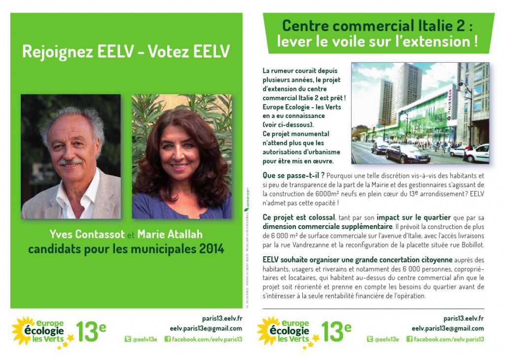 EELV Paris 13e lève le voile sur les projets d'extension